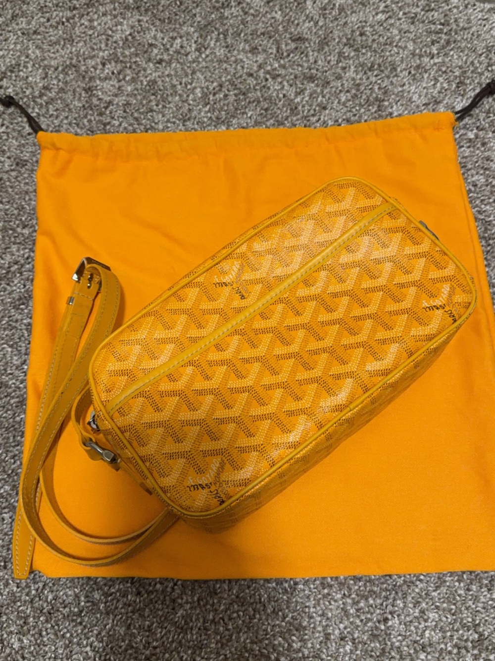 Yellow Goyard Cap Vert Crossbody Shoulder Camera Bag Authentic 2022